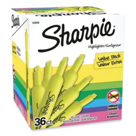 Sharpie - Accent Tank Style Highlighter, Chisel Tip, Fluorescent Yellow -  36/Box