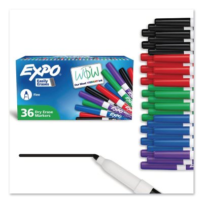 EXPO Low Odor Dry Erase Markers, Fine Tip - Office Pack, Assorted Colors,  36/Pack - Sam's Club