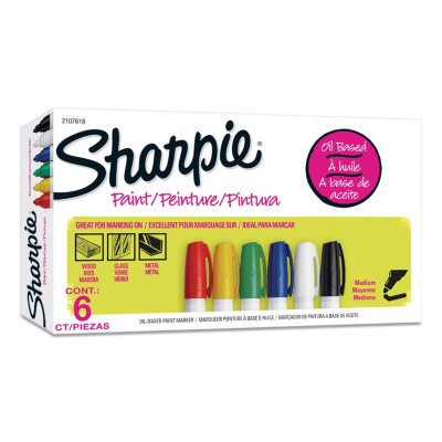 Sharpie Permanent Paint Marker, Medium Bullet Tip, Assorted Colors, 6/Pack  - Sam's Club