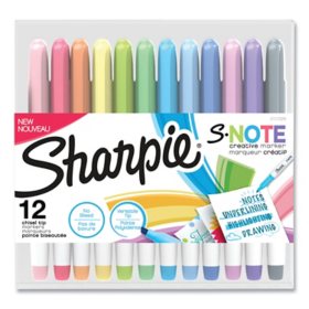 Sharpie S-Note Creative Markers, Chisel Tip, Assorted Colors, 12/Pack