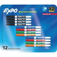 EXPO Low Odor Dry Erase Markers, Fine Tip, Assorted Colors, 12 Pack