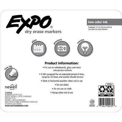 Expo 1871131 Black Low-Odor Ultra Fine Point Dry Erase Marker - 12/Pack