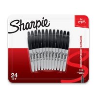 Sharpie Permanent Fine Tip Markers, Black, 24 Count