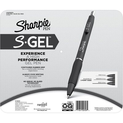 0.7mm Pack of 3 4 Count Black Ink Gel Pen Gel  Medium Point Sharpie S-Gel