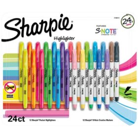 Sharpie Pocket Highlighter and S-Note Creative Marker Set, 24 Count