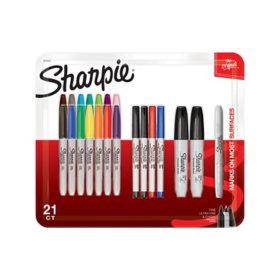 Sharpie Permanent Markers, Assorted Tips and Colors, 21 Count