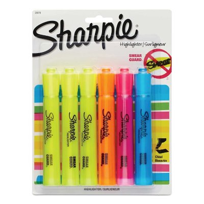 LOT OF 6 Sharpie Permanent Markers Chisel Tip Assorted Colors 6 Count  COLORFUL