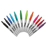 Sharpie - Retractable Permanent Markers, Fine Point, Assorted - 12 per Pack