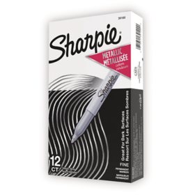 Sharpie Metallic Permanent Marker, Fine Point, Metallic Silver, 12ct.