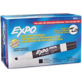 Expo Low Odor Dry Erase Markers, Fine Tip, Assorted Colors, 12 Pack