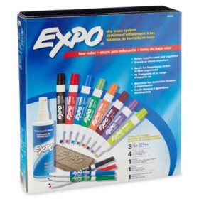 Expo - Low Odor Dry Erase Marker, Eraser and Cleaner Set, Assorted Colors (Chisel and Fine Tip, 12 ct.)