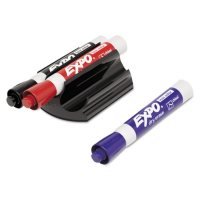 Expo - Magnetic Clip Eraser with Markers, Chisel, Assorted - 3 Markers per Pack