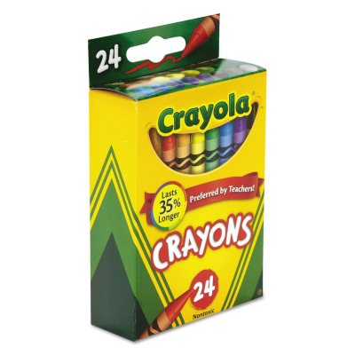 Bundle Crayola Crayons 24 Count with Yellow Super Stacker Plastic Crayon Box 