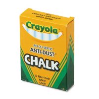 Crayola Non-toxic Anti-Dust Chalk, White, 12 sticks per box