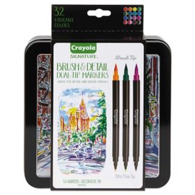 Crayola Brush and Detail Dual Ended Markers,16/Set