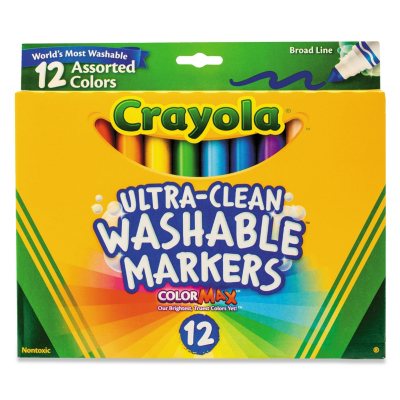Crayola Washable Markers, Broad Point, Classic Colors, 12 Set - Sam's Club