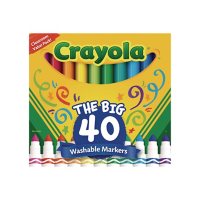 Crayola® Washable Markers, Broad Point, Assorted Classic Colors, 40/Set