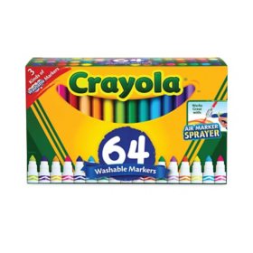 Crayola Broad Line Washable Markers, Assorted Colors, 64/Set