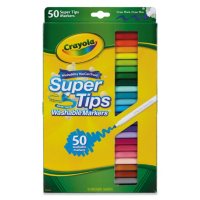 Crayola Washable Super Tips Markers, Assorted, 50/Set