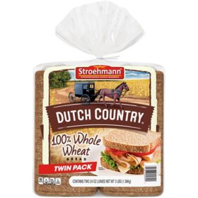 Stroehmann 100% Whole Wheat Bread 22oz/2pk