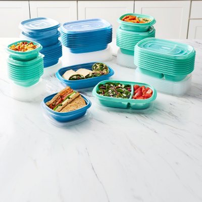 Total Solution® 2-pack Plastic Food Storage Container Set with Aqua Lids