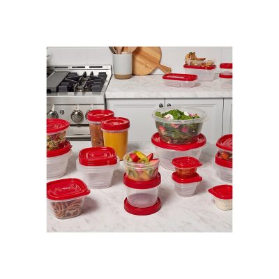Rubbermaid TakeAlongs Divided Rectangular Food Storage Containers, 3.7 Cup,  Tint Chili, 3 Count