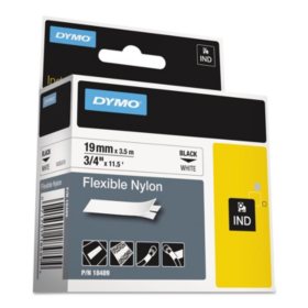 DYMO Rhino Flexible Nylon Industrial Label Tape, White/Black Print