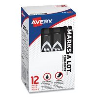 Avery MARKS A LOT Regular Desk-Style Permanent Marker, Broad Chisel Tip, Black, Dozen