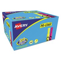 Avery HI-LITER Desk-Style Highlighters, Chisel Tip, Assorted Colors, 24/Pack