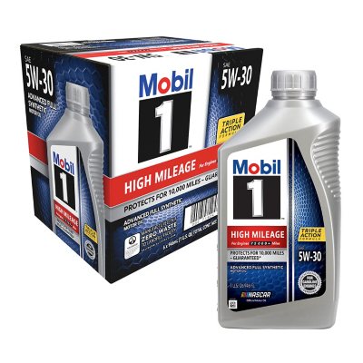 Mobil 1 5W-30 High Mileage Advanced Full Synthetic Motor Oil (6 pack, 1-quart  bottles) - Sam's Club