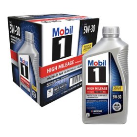 Mobil 1 5W-30 High Mileage Advanced Full Synthetic Motor Oil 6 pack, 1-quart bottles