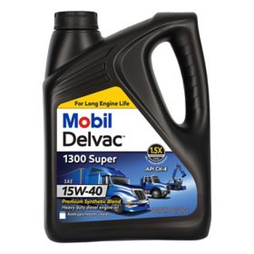 Mobil Delvac 1300 Super Heavy Duty Premium Synthetic Blend Diesel Engine Oil 15W-40 4, 1-gallon bottles