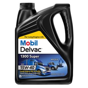 Mobil Delvac 1300 Super Heavy Duty Premium Synthetic Blend Diesel Engine Oil 15W-40 4, 1-gallon bottles