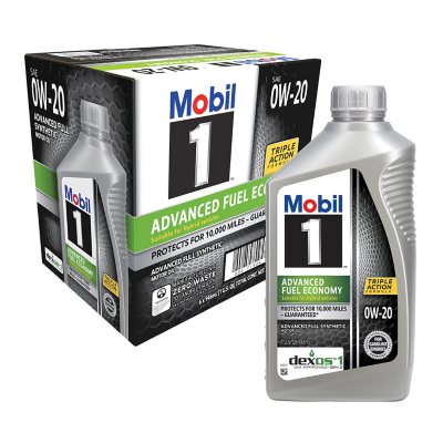 Mobil 1 0W-20 Advanced Fuel Economy Motor Oil 6 pack, 1-quart bottles