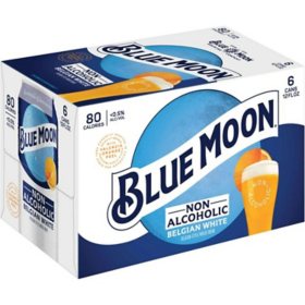 Blue Moon Belgian White Non-Alcoholic Beer, 12 fl. oz. can, 6 pk.