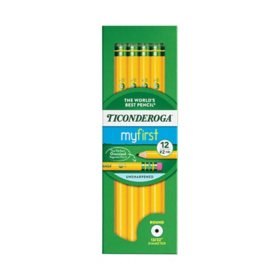 Dixon Ticonderoga Beginners Wood Pencil with Eraser, HB #2, Yellow Barrel, 12pk.