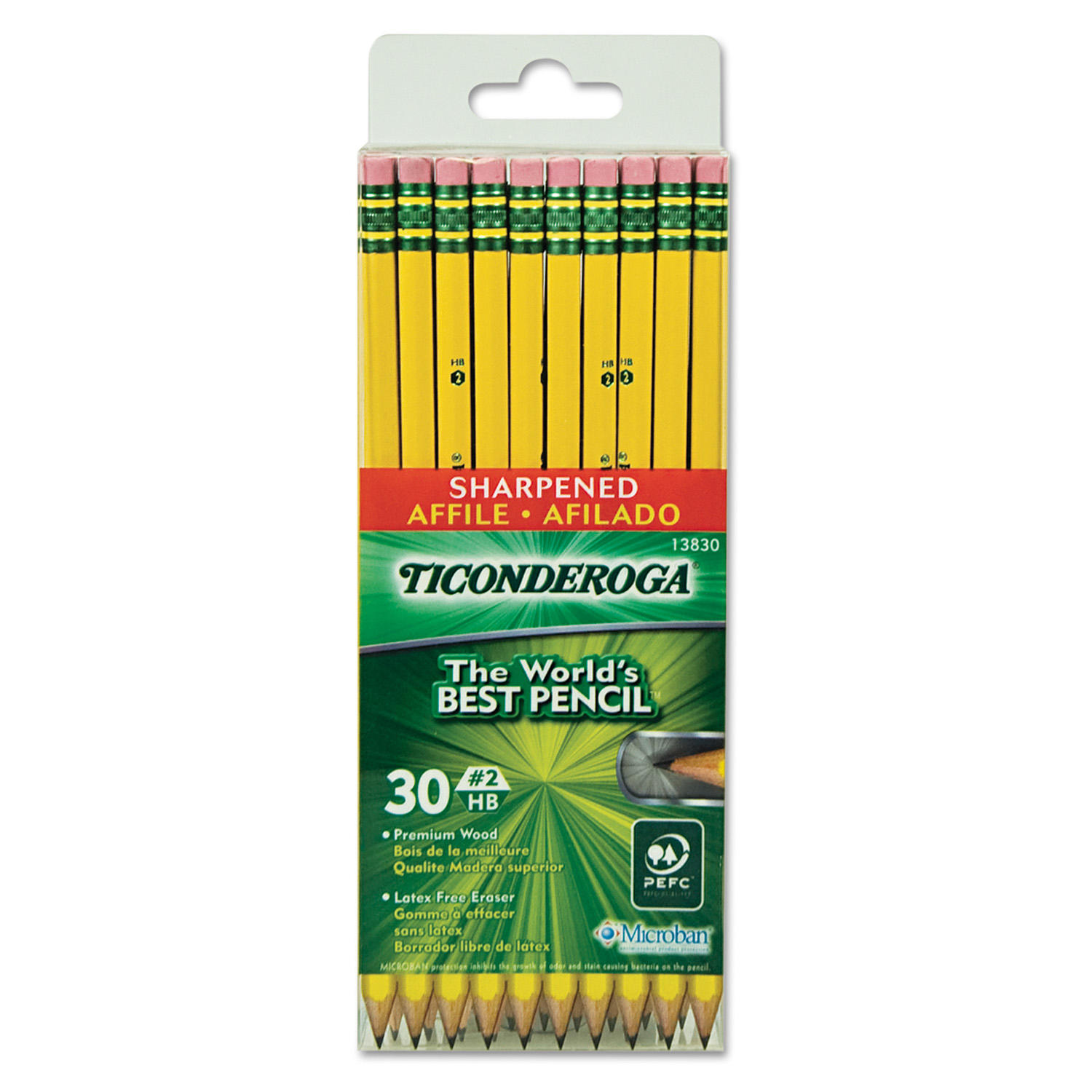 Ticonderoga - Pre-Sharpened Pencil, #2, Yellow Barrel - 30/Pack