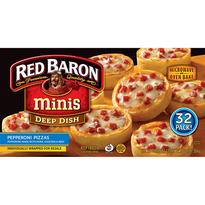 Red Baron Minis Deep Dish Pepperoni Pizzas (44.48 oz., 32 ct.)