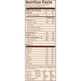 30 Nature S Own 40 Calorie Honey Wheat Bread Nutrition Label Labels Database 2020