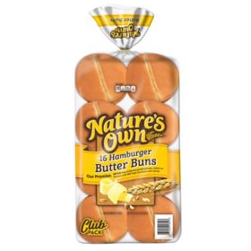 Nature's Own Hamburger Butter Buns, White Hamburger Buns, 16 ct.