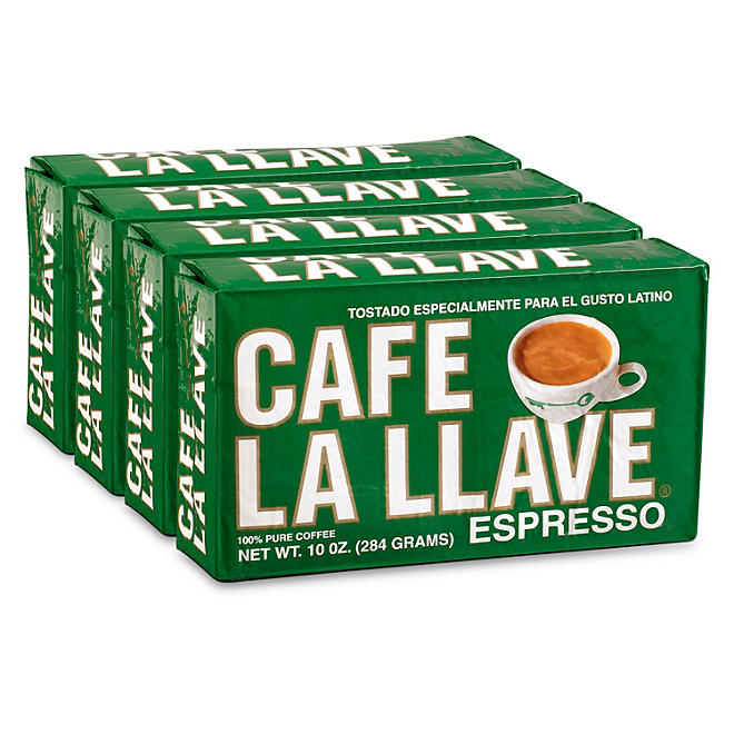 Cafe La Llave Ground Espresso 10 oz. bricks, 4 ct.
