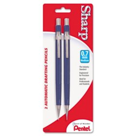 Pentel - Sharp Mechanical Drafting Pencil, 0.7 mm, Blue Barrel -  2/Pk