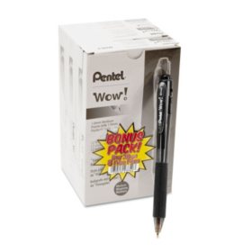 Pentel WOW! Ballpoint Retractable Pen, Black (Medium, 36 ct.)