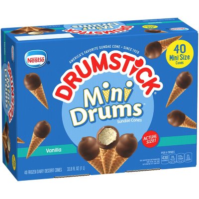 Nestle Drumstick Mini Drums Frozen Sundae Cones, Vanilla (40 ct.) - Sam ...