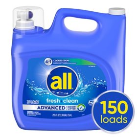 all Advanced 4-in-1, Fresh Clean Scent 150 loads., 255 fl. oz.