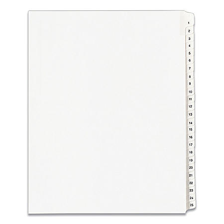 Sold as 25 Each White Title: 57 25/Pack Avery-Style Legal Side Tab Divider Letter 