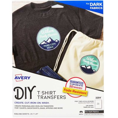 DARK TRANSFER 10CT AVERY DIY T-SHIRT