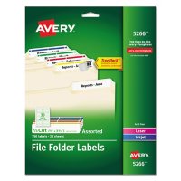 Avery Permanent TrueBlock File Folder Labels with Sure Feed Technology, 0.66 x 3.44, White, 30/Sheet, 25 Sheets/Pack