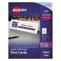 Avery Large Embossed Tent Card, White, 3 1/2 x 11, 1 Card/Sheet, 50/Box