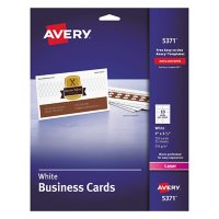Avery Printable Microperforated Business Cards with Sure Feed Technology, Laser, 2 x 3.5, White, Uncoated, 250/Pack